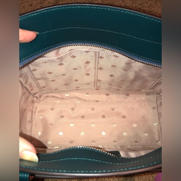 NWT-Kate Spade-Medium Satchel-Scotch Pine-Refined Grain Leather-Strap-$379 - Picture 8 of 14